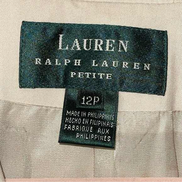 Lauren Ralph Lauren LRL Cream Blazer Faux Pockets 12P Petite Career Work Office - Picture 3 of 16